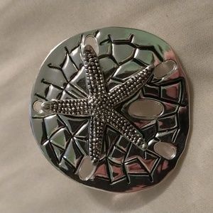 Silver Sand Dollar Starfish Brooch/Pendant Signed GYP - J1